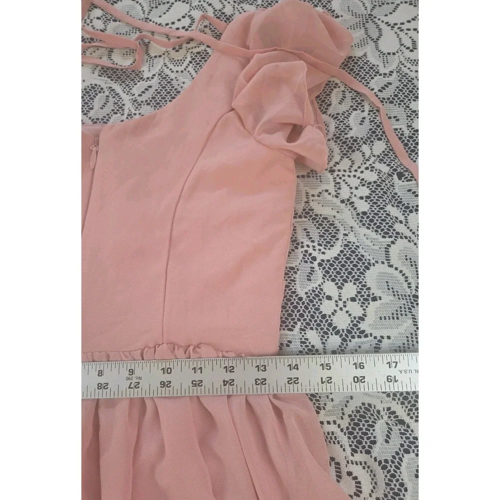 Dusty Pink Chiffon Maxi Dress Girl 18 Flutter Sleeve Zip Tie Lined Angelcore NWT